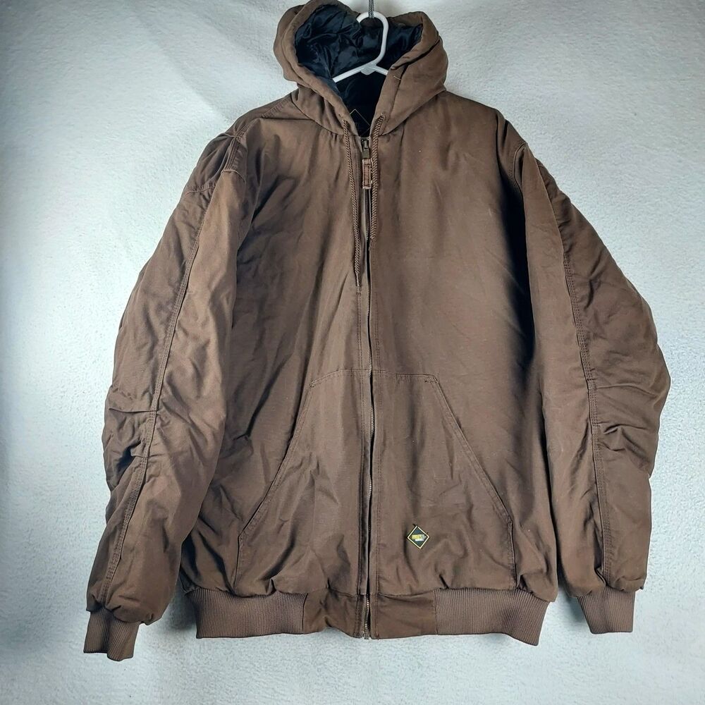 Jobsite 12 by Berne Mens 2XL Tall Brown Hooded Insulated Work Jacket Coat
